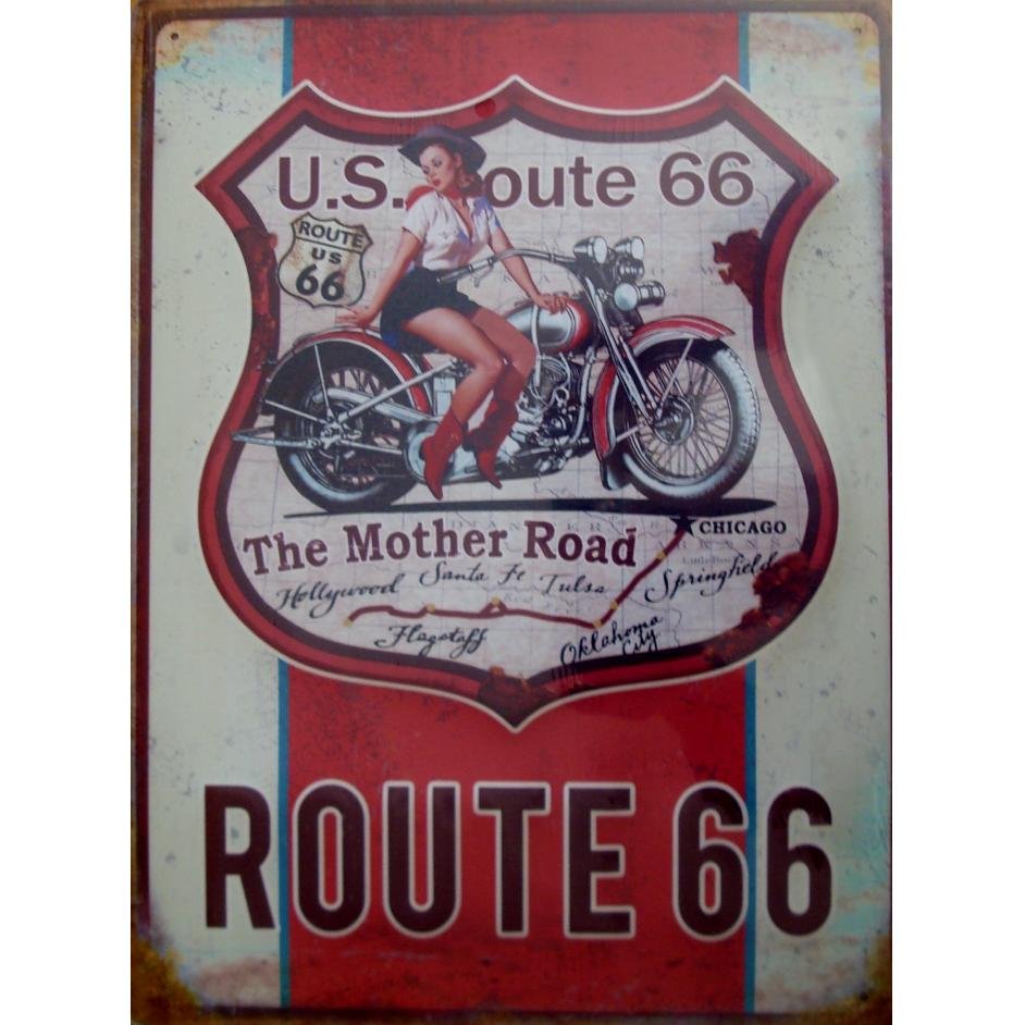 Plaque Métal Décorative Vintage Sexy Pin Up Cowgirl Route 66 American Dreams Deco 