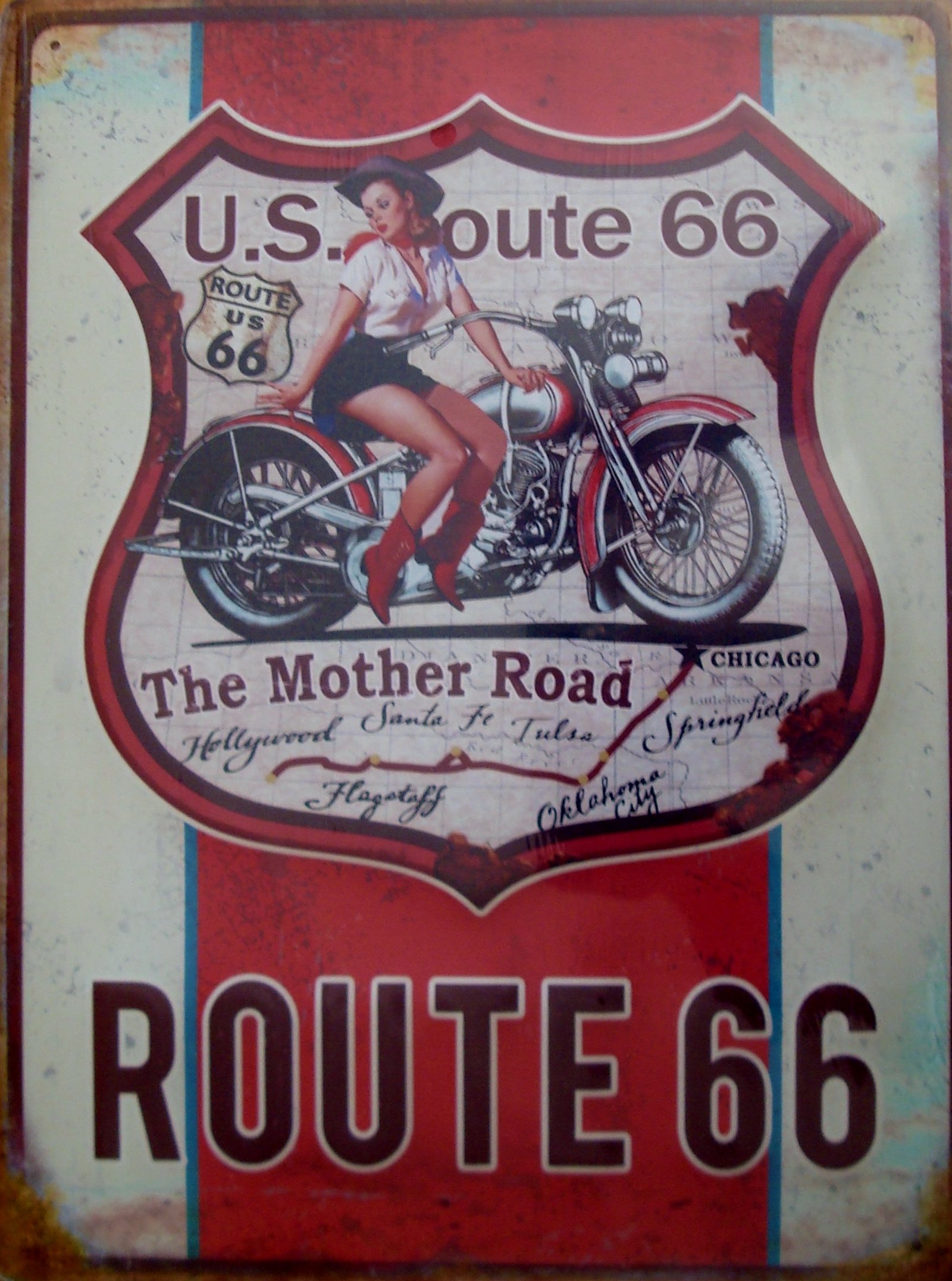 Plaque Sexy Pin Up Cowgirl Route 66 Déco Américaine Décoration Vintage Us 