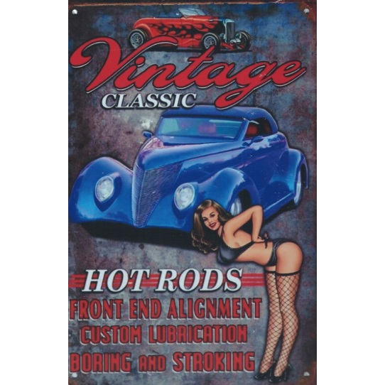 Plaque Pin Up Vintage Classic Hot Rods 