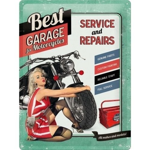 Plaque Décorative Métal Sexy Pin Up Dependable Service Garage 