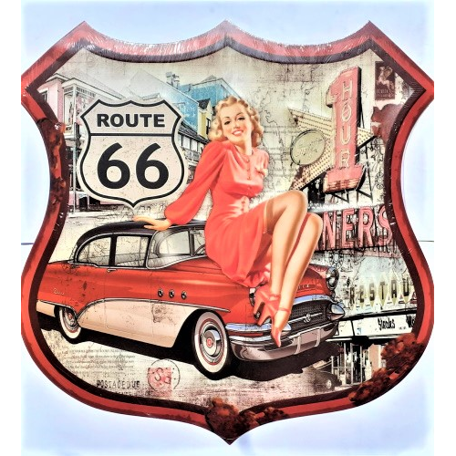 Plaque Pin Up Route 66 Vintage Déco Américaine Décoration Vintage Us 