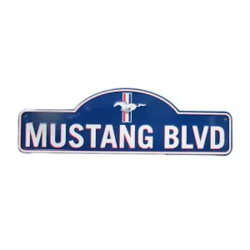 Blason ford mustang boulevard bleu 46x14cm deco am